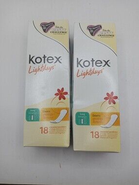 Kotex Lightdays Long Unscented Pantiliners 2 Packs Of 18 Each NEW